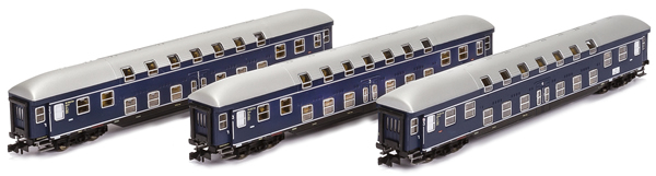 Kato HobbyTrain Lemke H22059 - 3pc Double Decker Passenger Coach Set - Blue